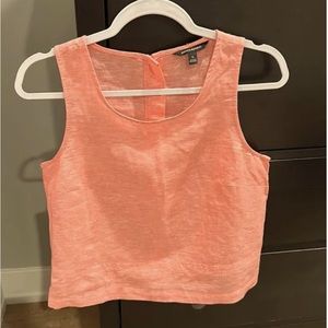 Linen-Cotton Button-Back Tank in Coral pink